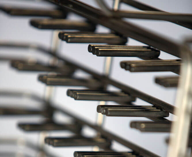 the bottom of a material handling wire basket