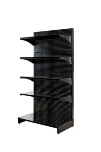 black shelves